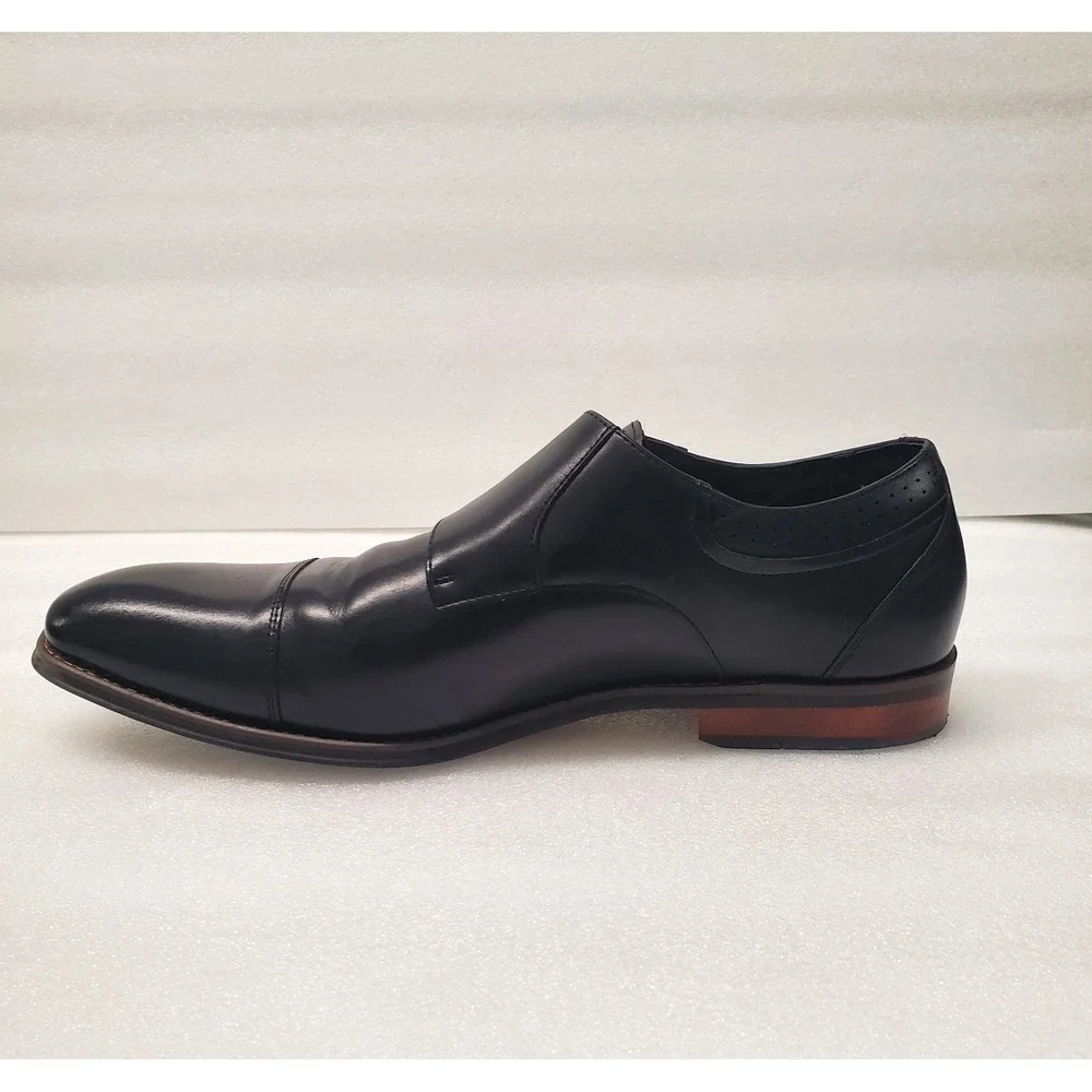 Stacy Adams Bayne Black Leather Double Monk Strap Dress Shoes Size 13M 25347.001